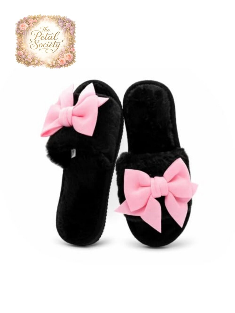 Fuzzy Bow Slippers Cozy Plush Open Toe House Shoes